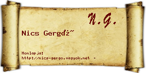 Nics Gergő névjegykártya